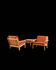 Pair of armchairs and ottoman by Tage Poulsen, Denmark, 1970s