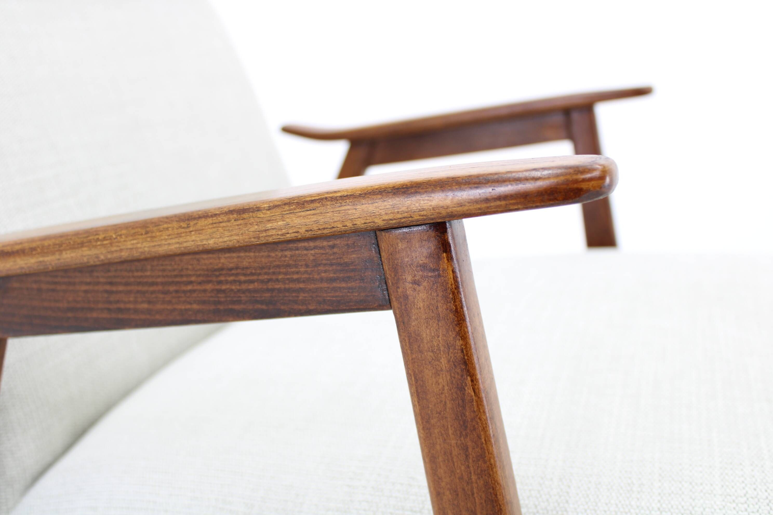 Restored beech armchair from the 1960s, Czechoslovakia