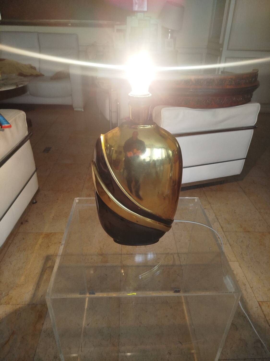Vintage Italian lamp Regina brass 1970s