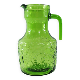 Pichet en verre moulé vert - Bormioli Fidenza made in Italy - vintage 60's