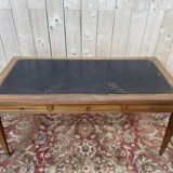 Bureau plat de style Louis XVI cuir noir