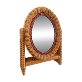 Vintage freestanding wicker dressing mirror