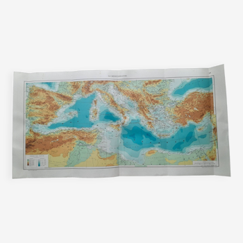 Une carte géographique issue Atlas Quillet année 1925  La Méditerranée