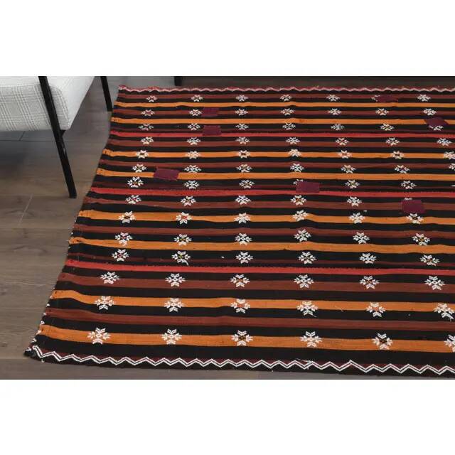 Vintage Turkish Oushak Handmade Wool & Cotton Brown Rug 169x238