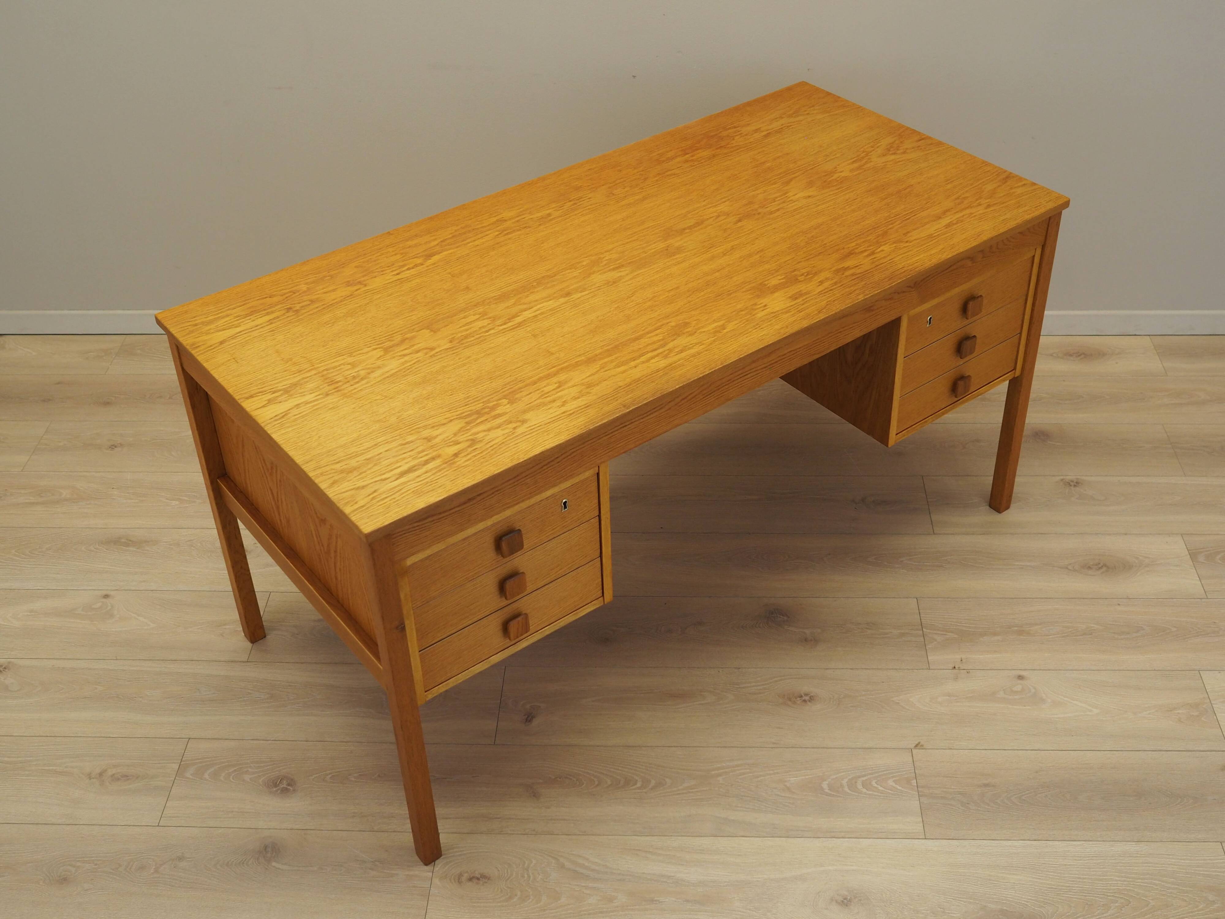 Ash wood desk, Danish design, 1970s, manufacturer: Domino Møbler