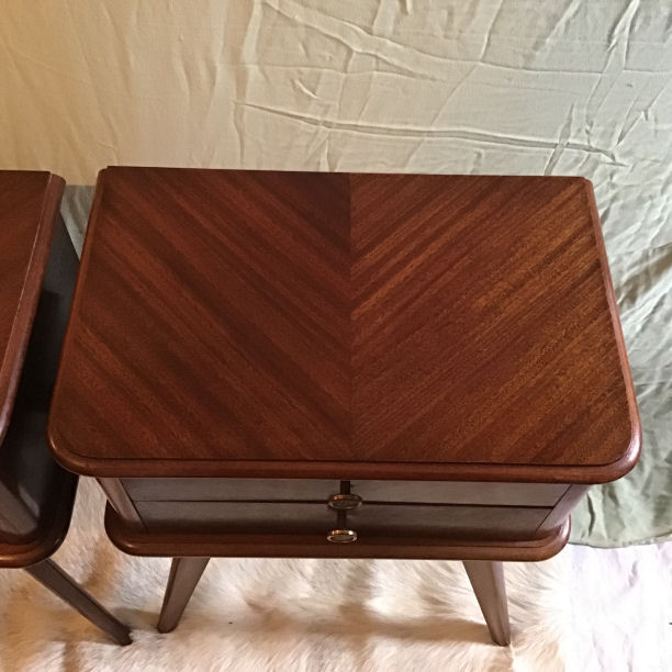 Pair of bedside tables Scandinavian feet 50's compass