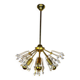 Emil Stejnar Sputnik chandelier for Rupert Nikoll, brass & crystal, Vienna, 1950s