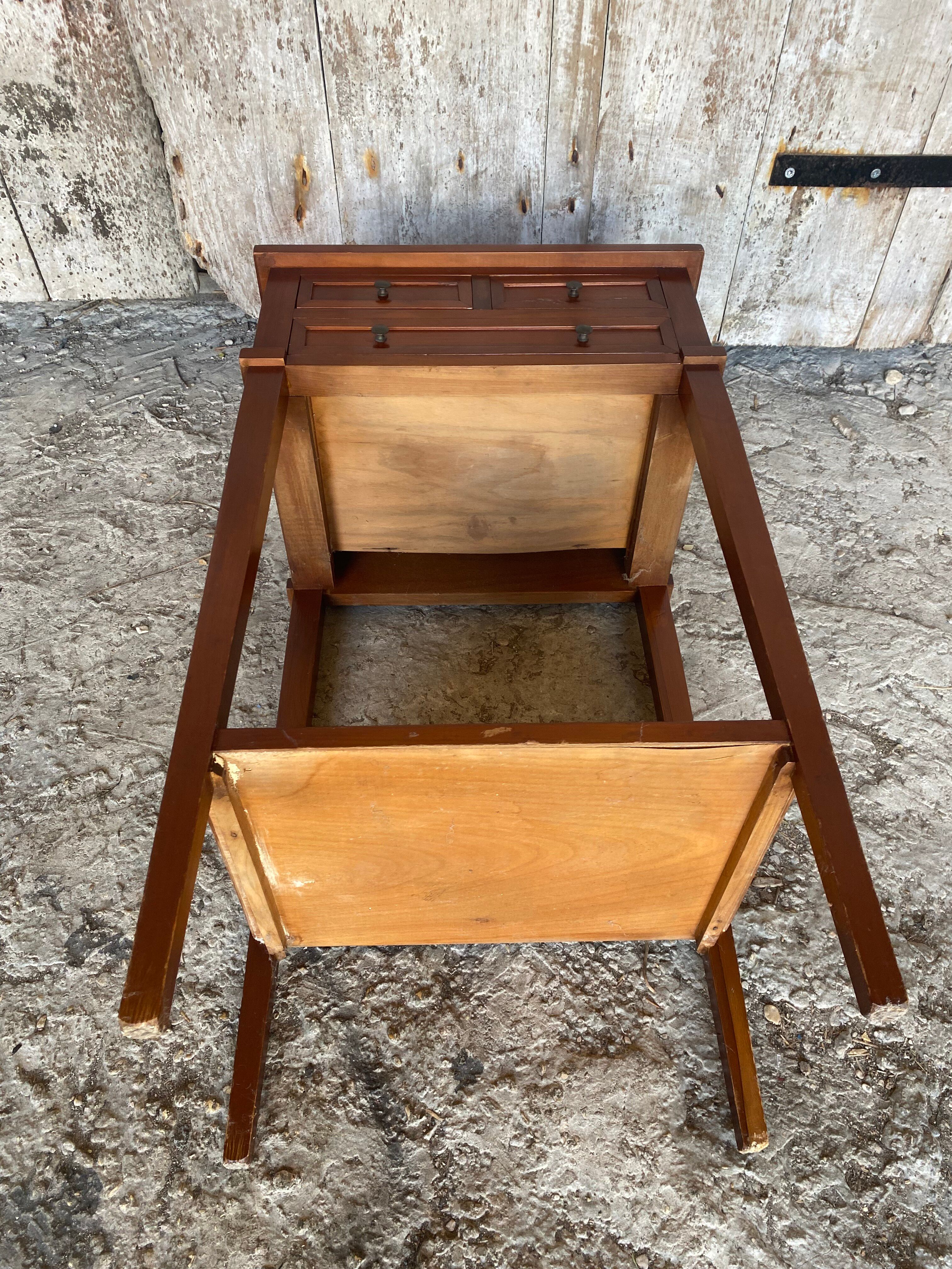 Antique Nightstand Entry Table Cherry Wood 3 Drawers Vintage #D995