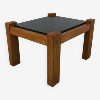 Brutalist coffee side table oak & natural stone