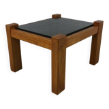 Brutalist coffee side table oak & natural stone