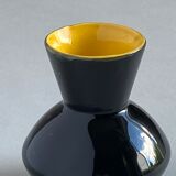 Vase céramique vintage noir et jaune