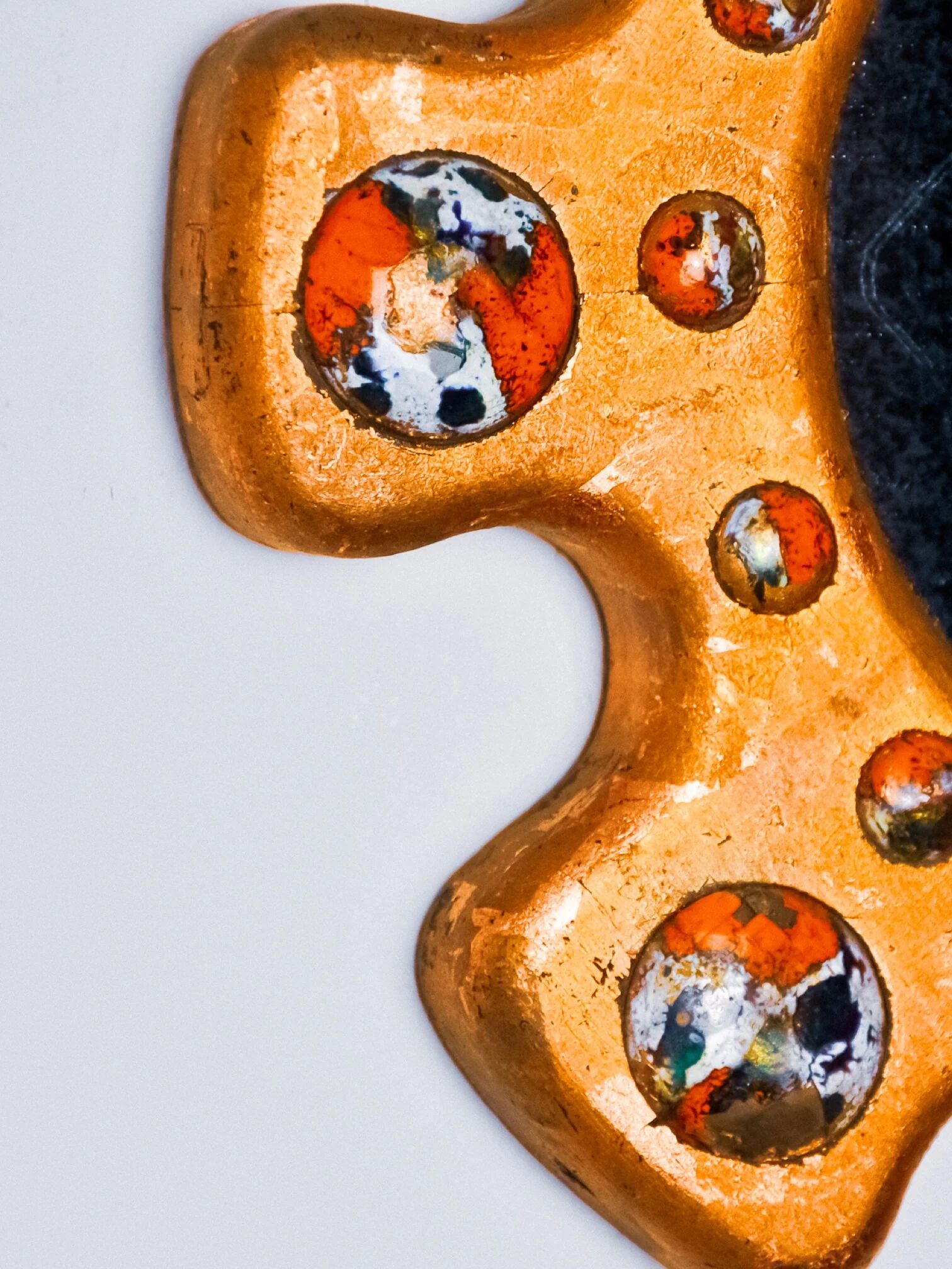 Sun-shaped modernist enamel mirror by J. Capo Esmaltes, Spain, 1970s