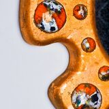 Sun-shaped modernist enamel mirror by J. Capo Esmaltes, Spain, 1970s