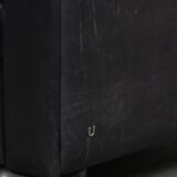 Black chesterfield 3-seater sofa made of cowhide leather in English style