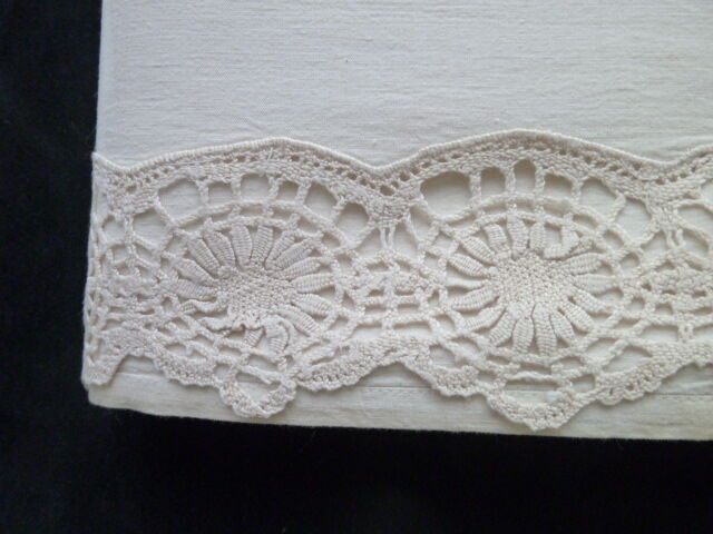 Old sheet in mestizo bis monogrammed CS Border back to crochet 2.07 x 2.90 m