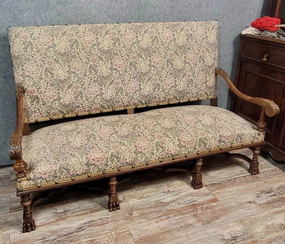 Louis XIII style walnut chateau bench circa 1850