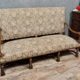 Louis XIII style walnut chateau bench circa 1850