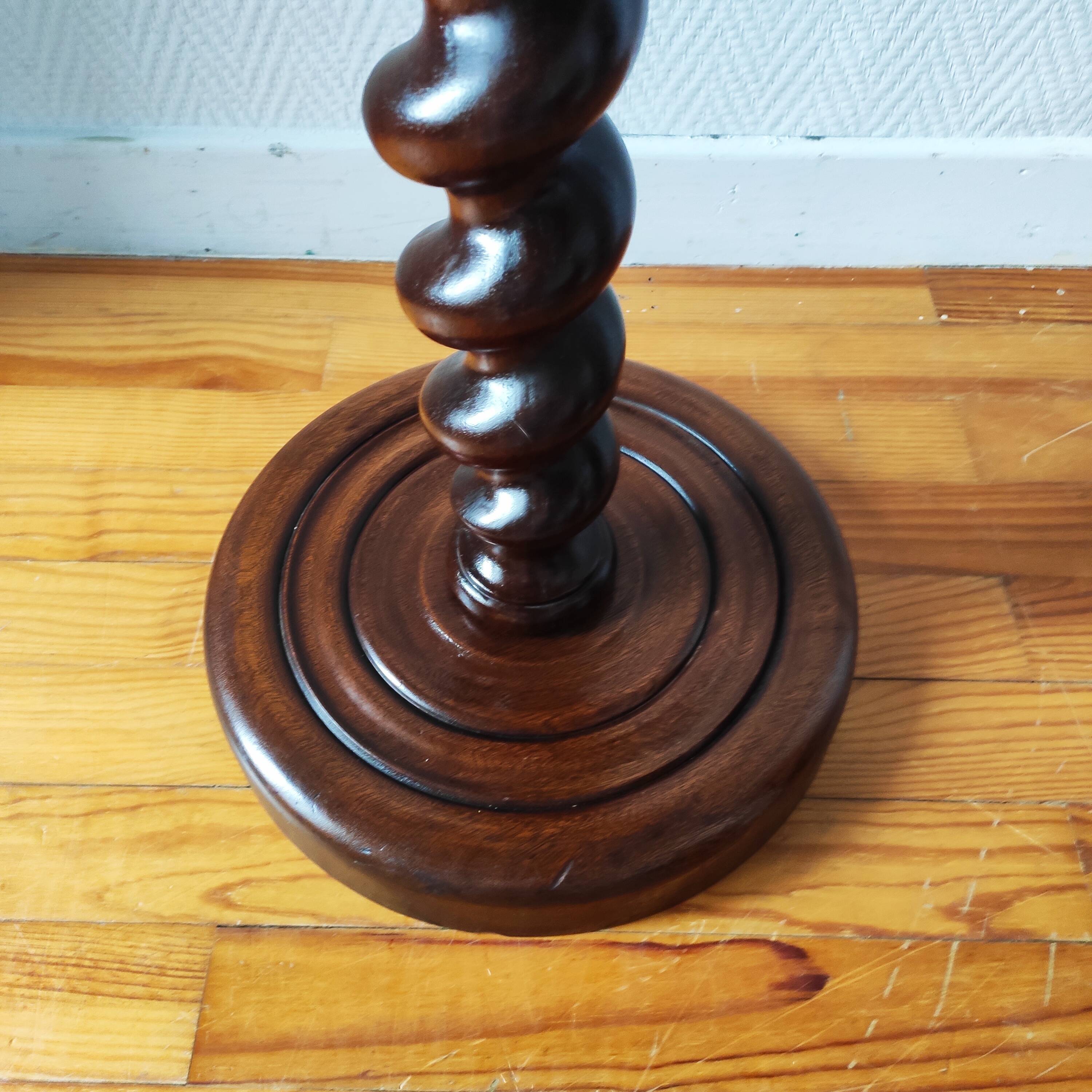 Turned solid wood side table
