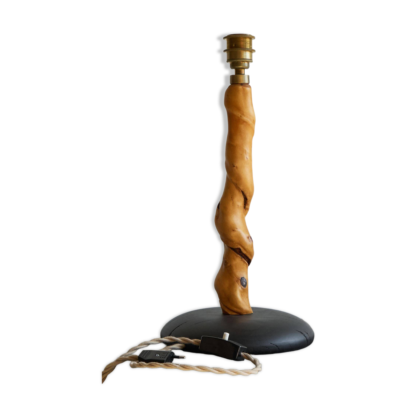 Table lamp acacia trunk oak 1950s
