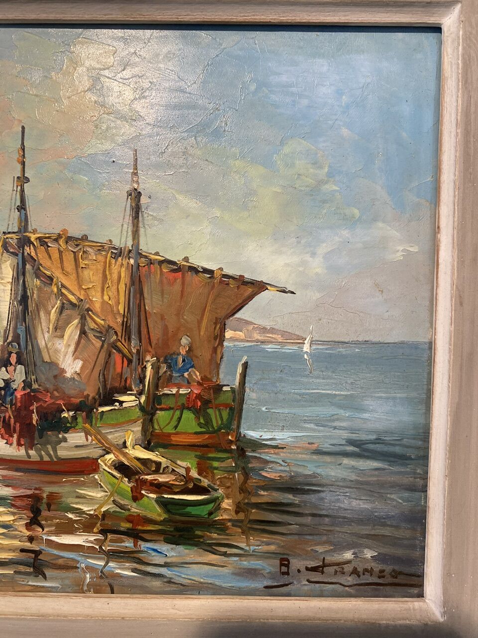 Old painting, Marine, signed B Franco, 50s/70s