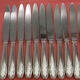 Set of 11 knives handle silver metal stainless steel blade