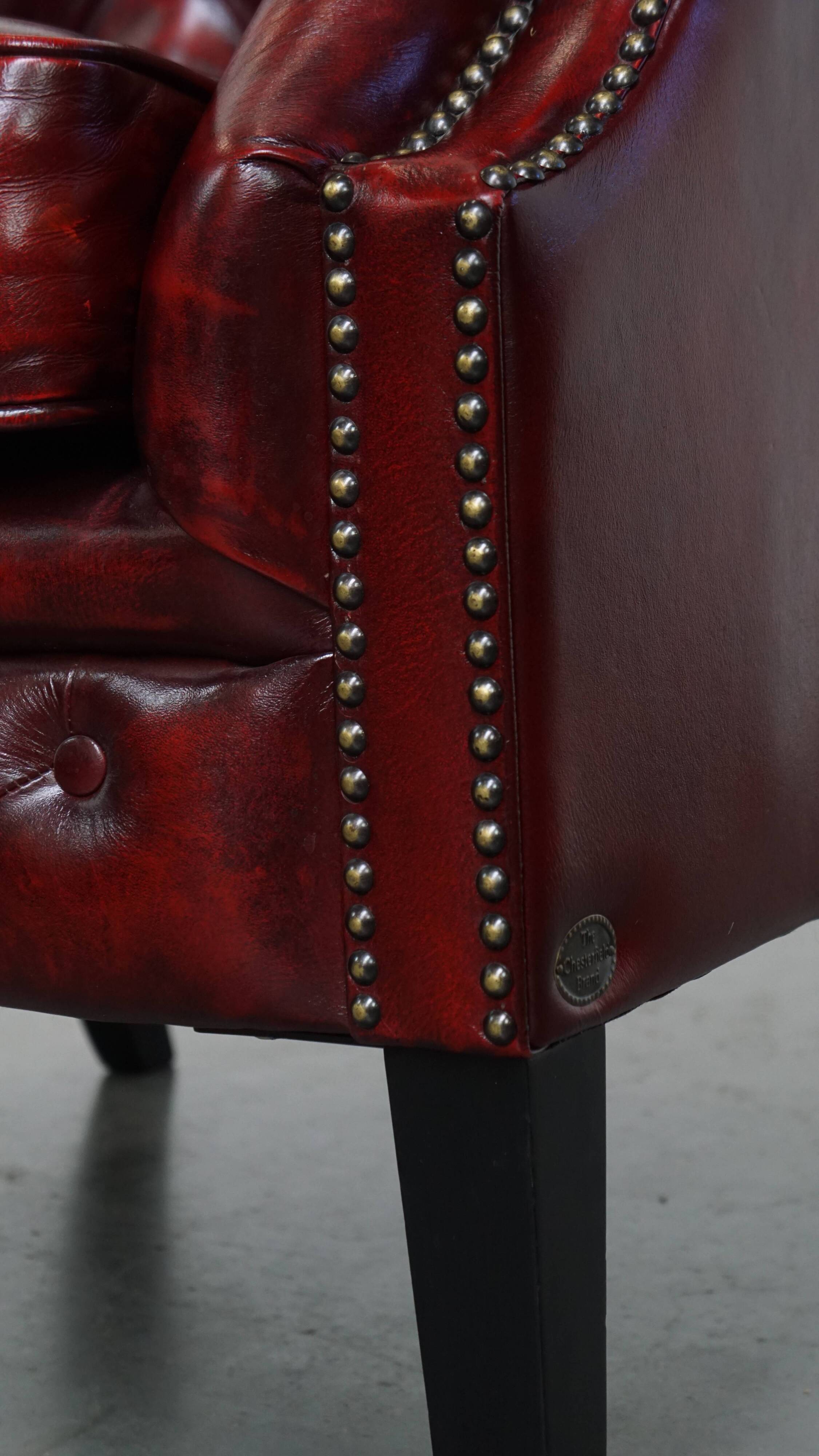 English Cowhide Leather Chesterfield Club Chair