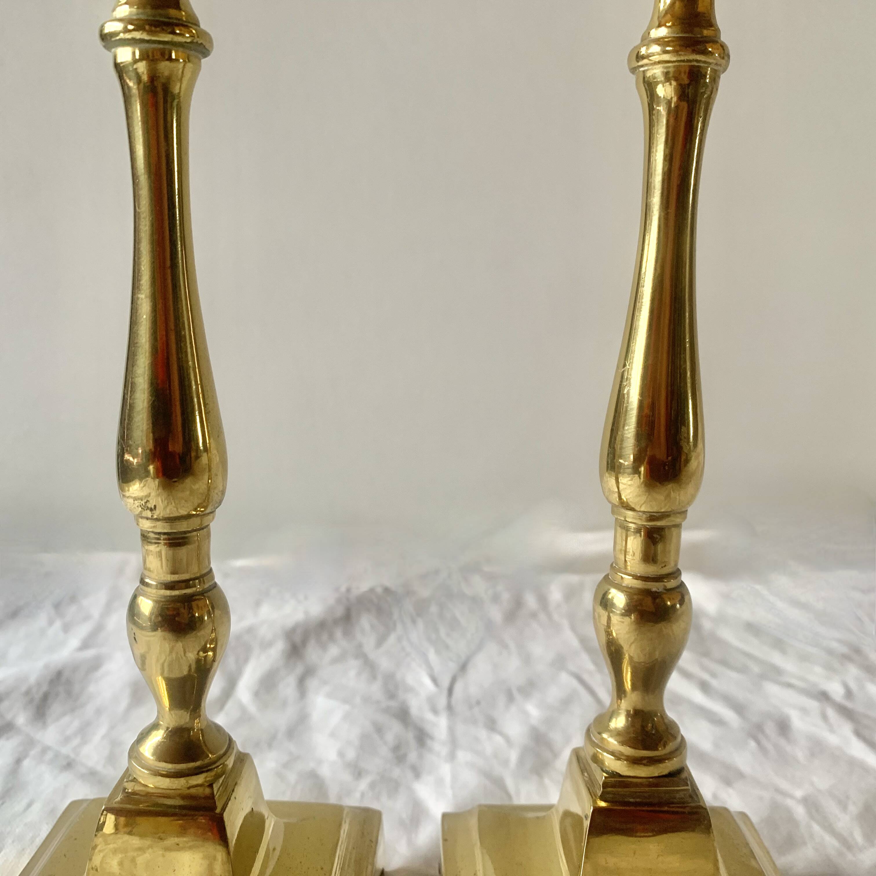 Pair of antique brass candlesticks