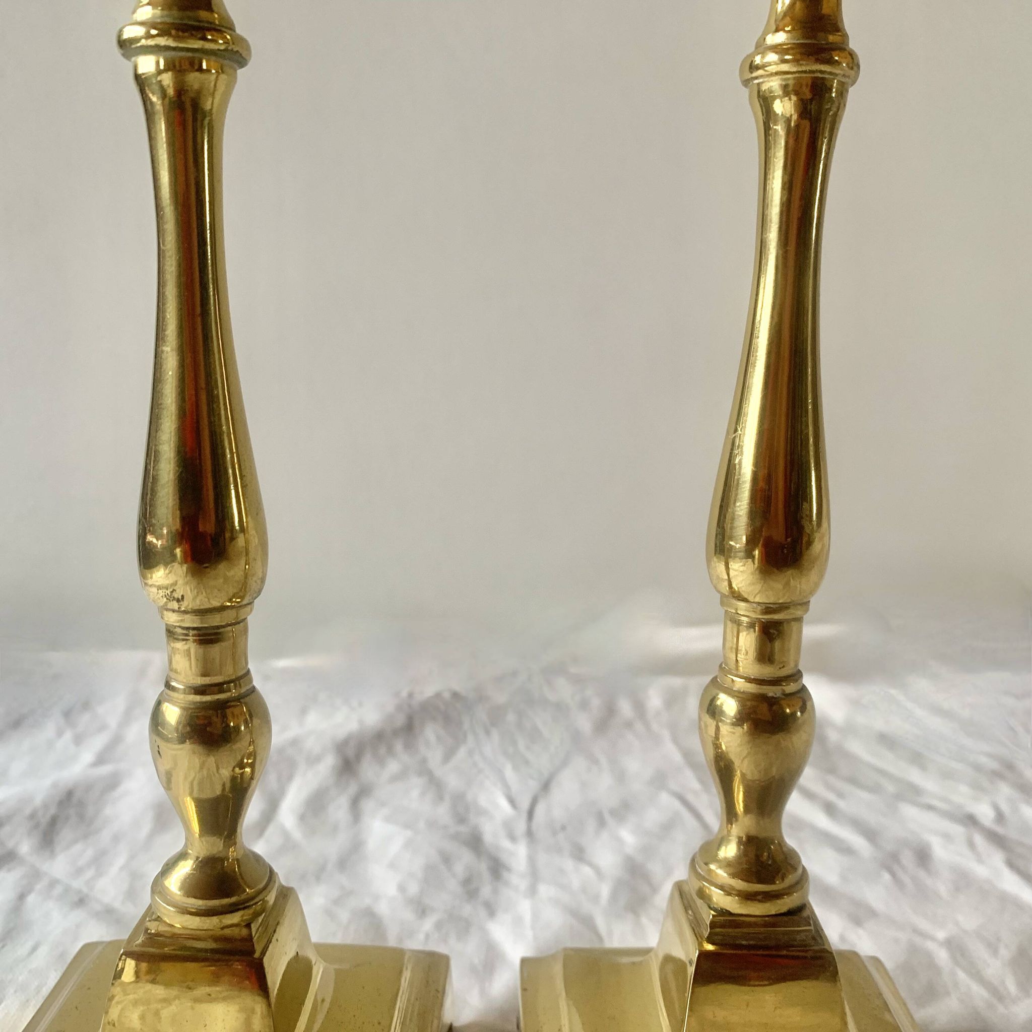 Pair of antique brass candlesticks