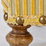 Reposes, bois ottoman et tissu rayé
