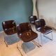 4 Vintage Space Age Chocolate Brown & Chrome Chairs 1970