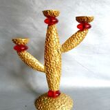 Candle holder in gilded bronze and resin by Richard Lauret for Fondica. France 1990s