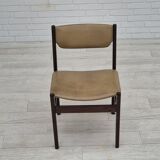 1970s, set of 5 Danish dinning chairs, original condition, teak wood, leather.