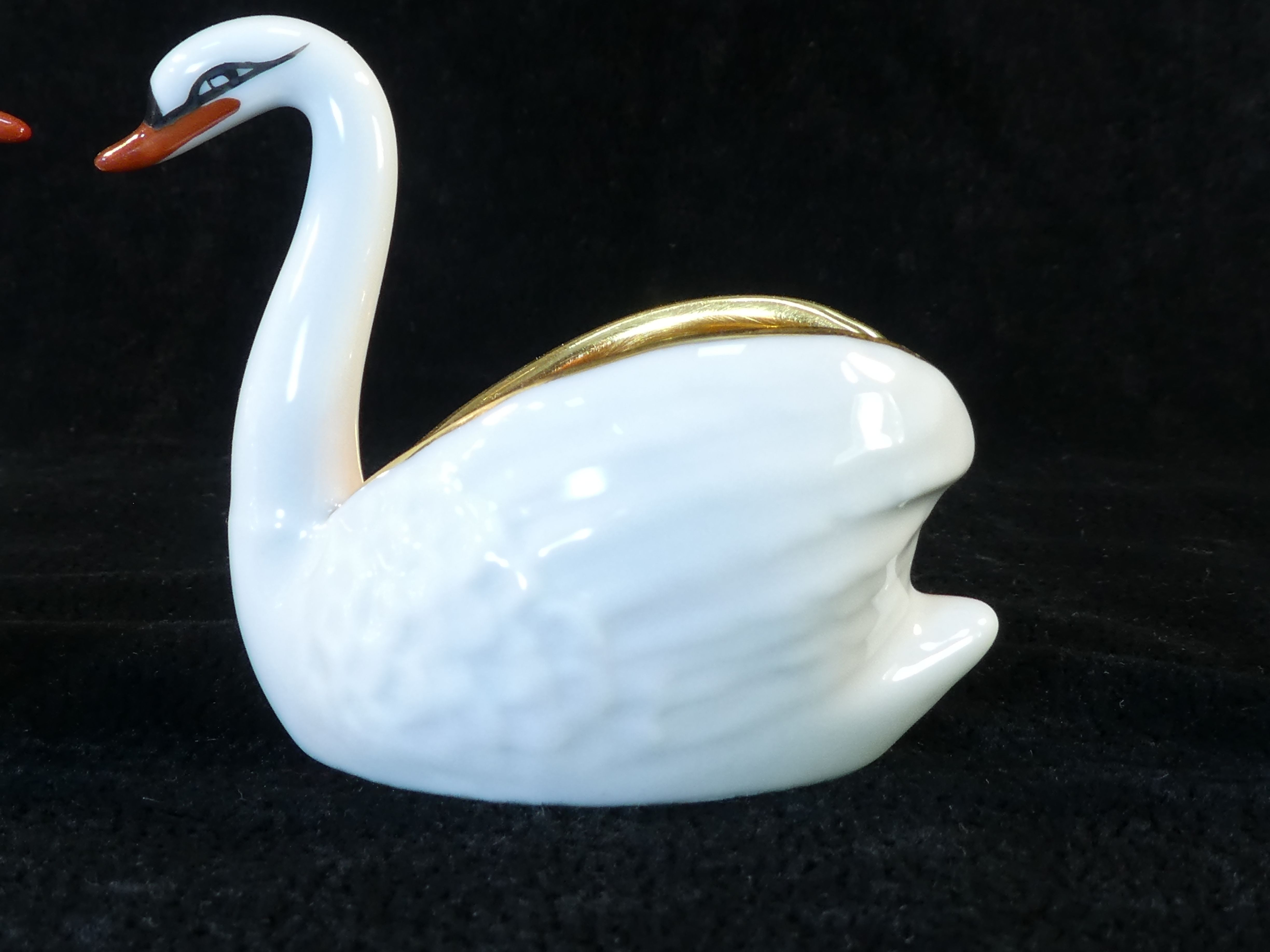 Pair of salters in limoges porcelain white swans