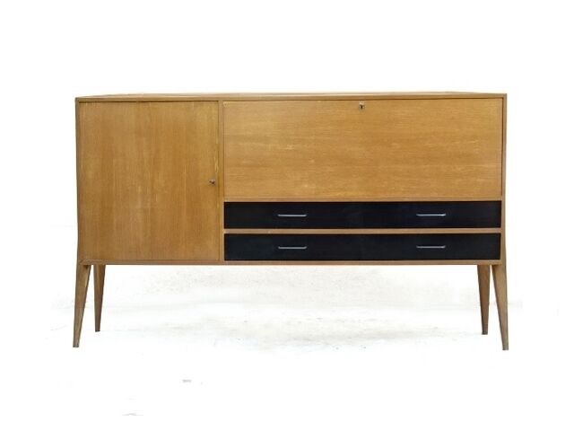 Sideboard vintage blond wood massif vintage 1950 from Charles Ramos
