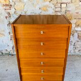 High chest of drawers with 6 drawers, Scandinavian style, circa 60's