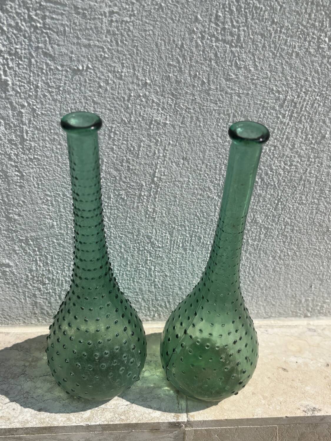 Two large blown glass vases