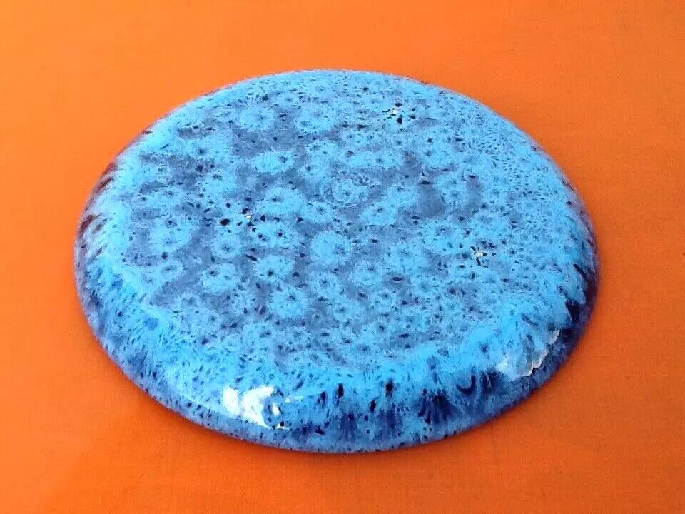 Presentation bowl enamelled ceramic, speckled navy blue