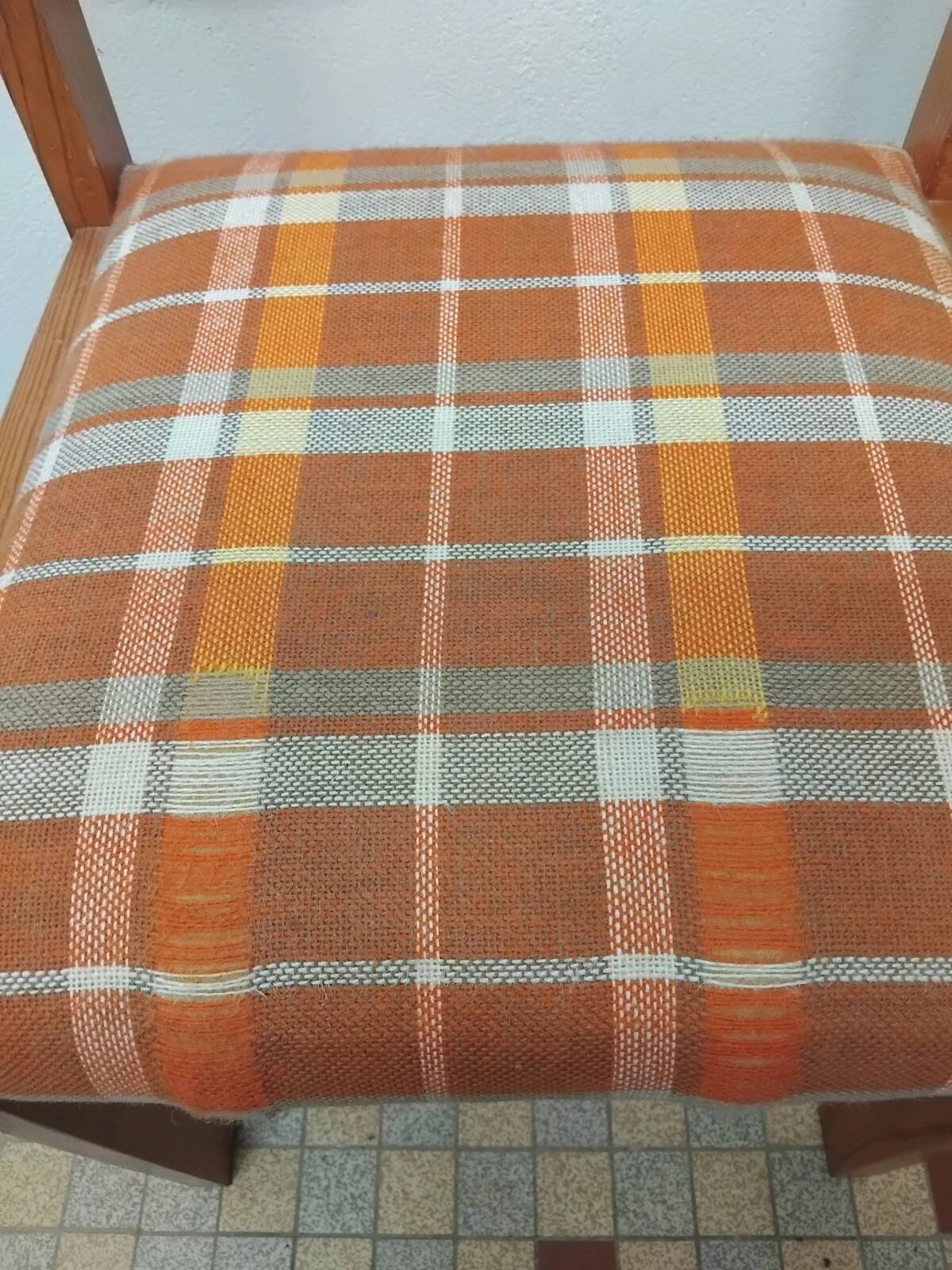 Pair of Vintage Wooden / Orange Fabric Chairs