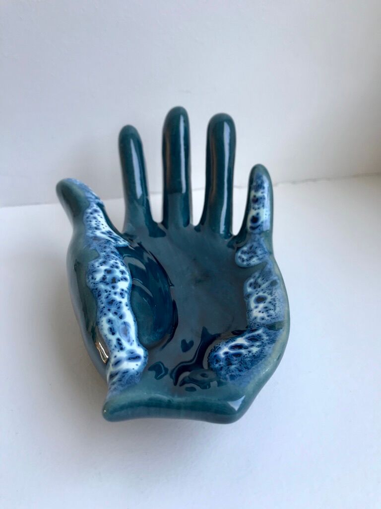 Empty pocket ceramic ring fat lava signed vallauris 70s