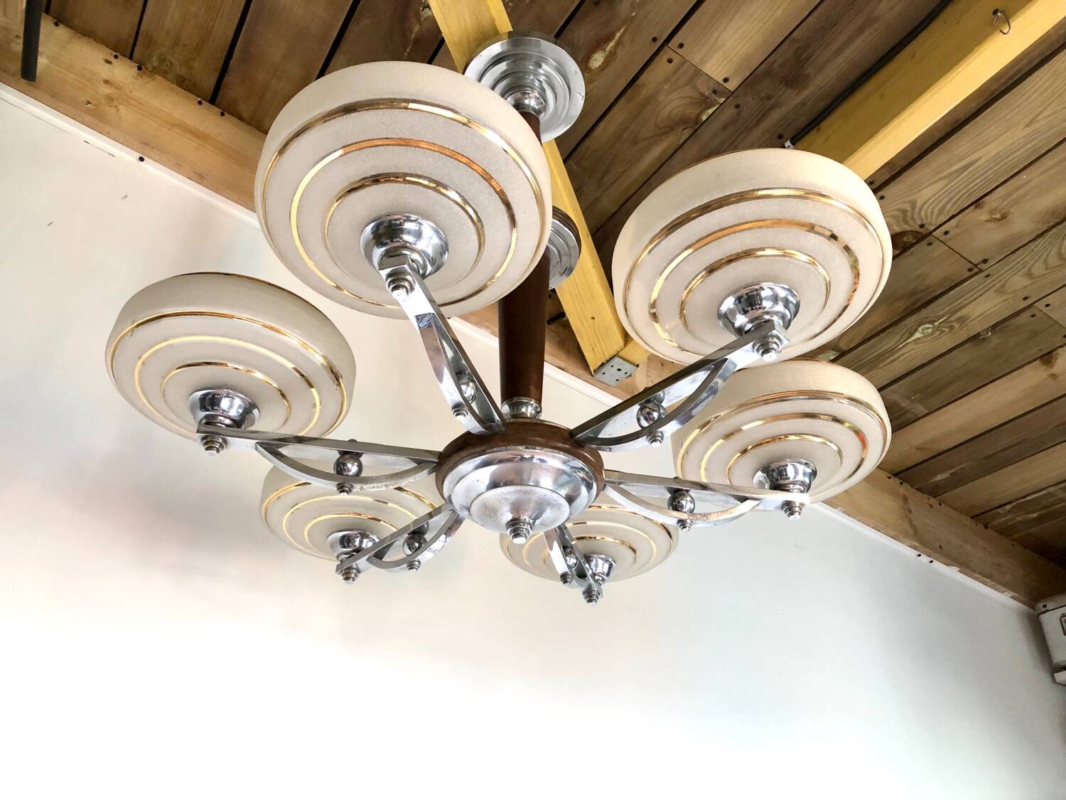 6-light art deco chandelier