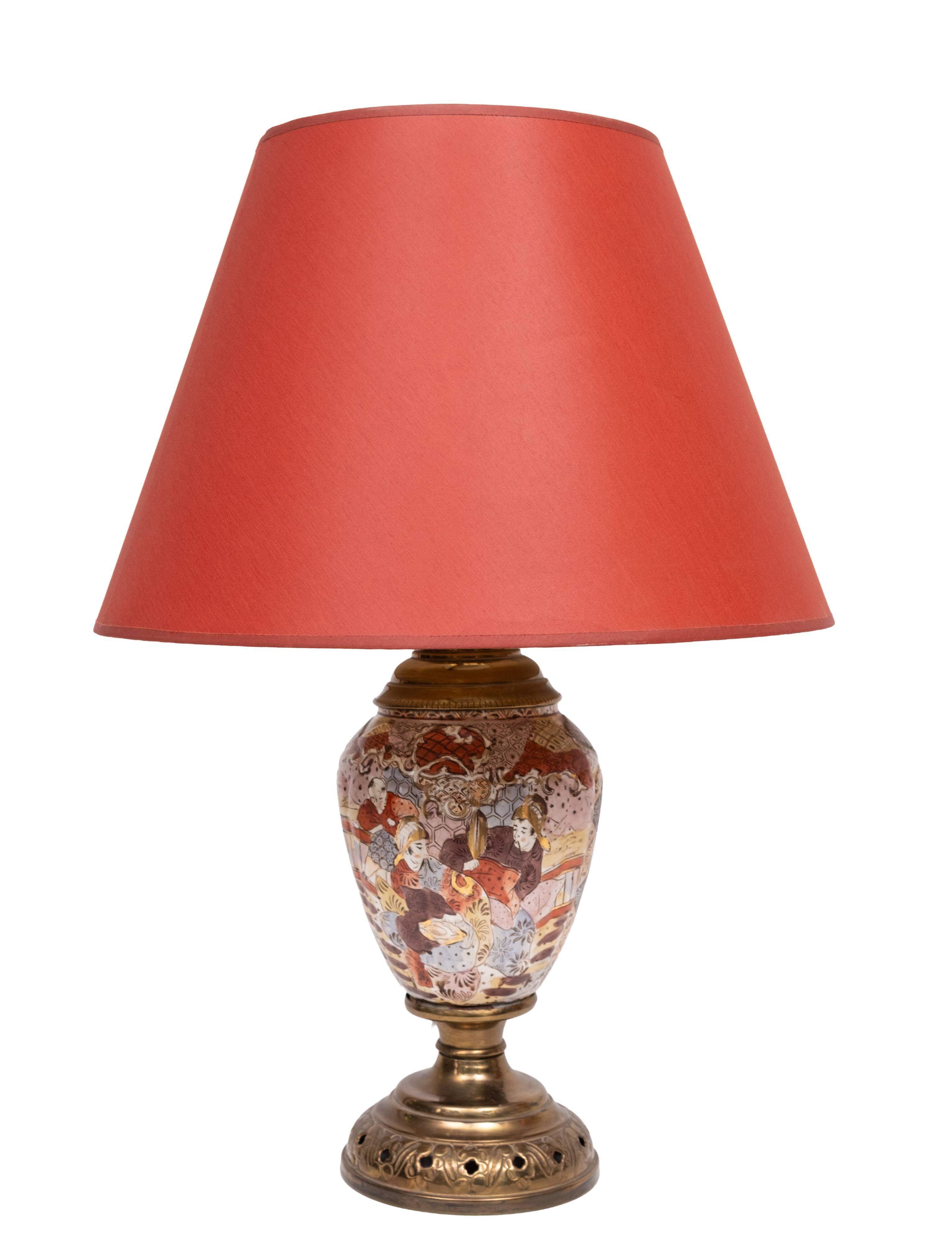 pair Satsuma Table Lamps Japan 1950s