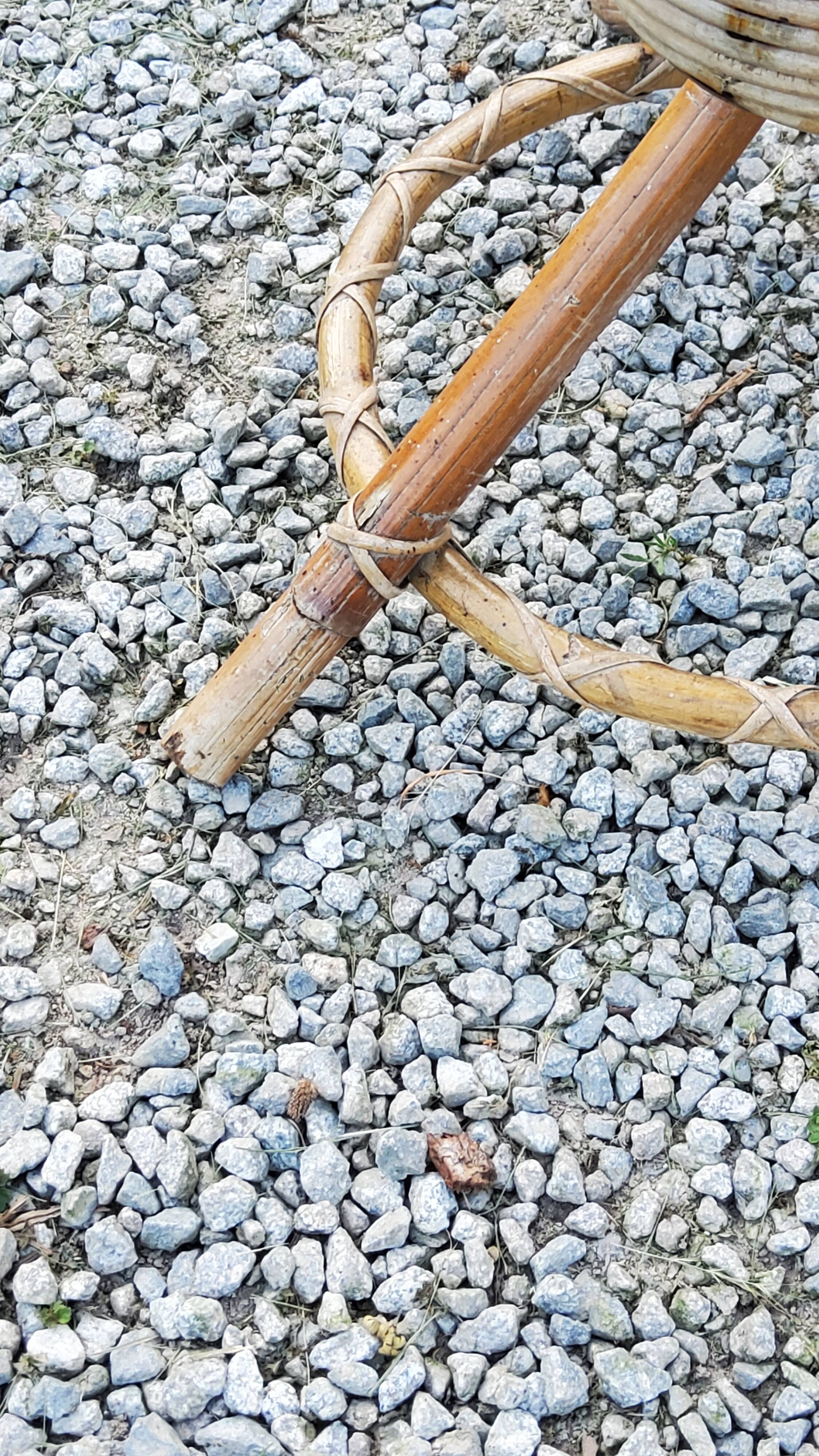 Rattan and bamboo plant holder from the 50s