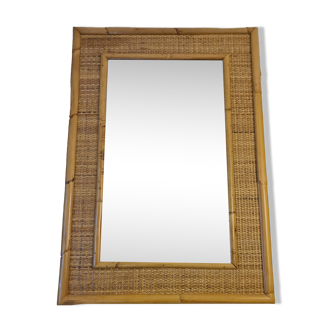 Vintage Mirror Dal Vera Bamboo Rattan 1970