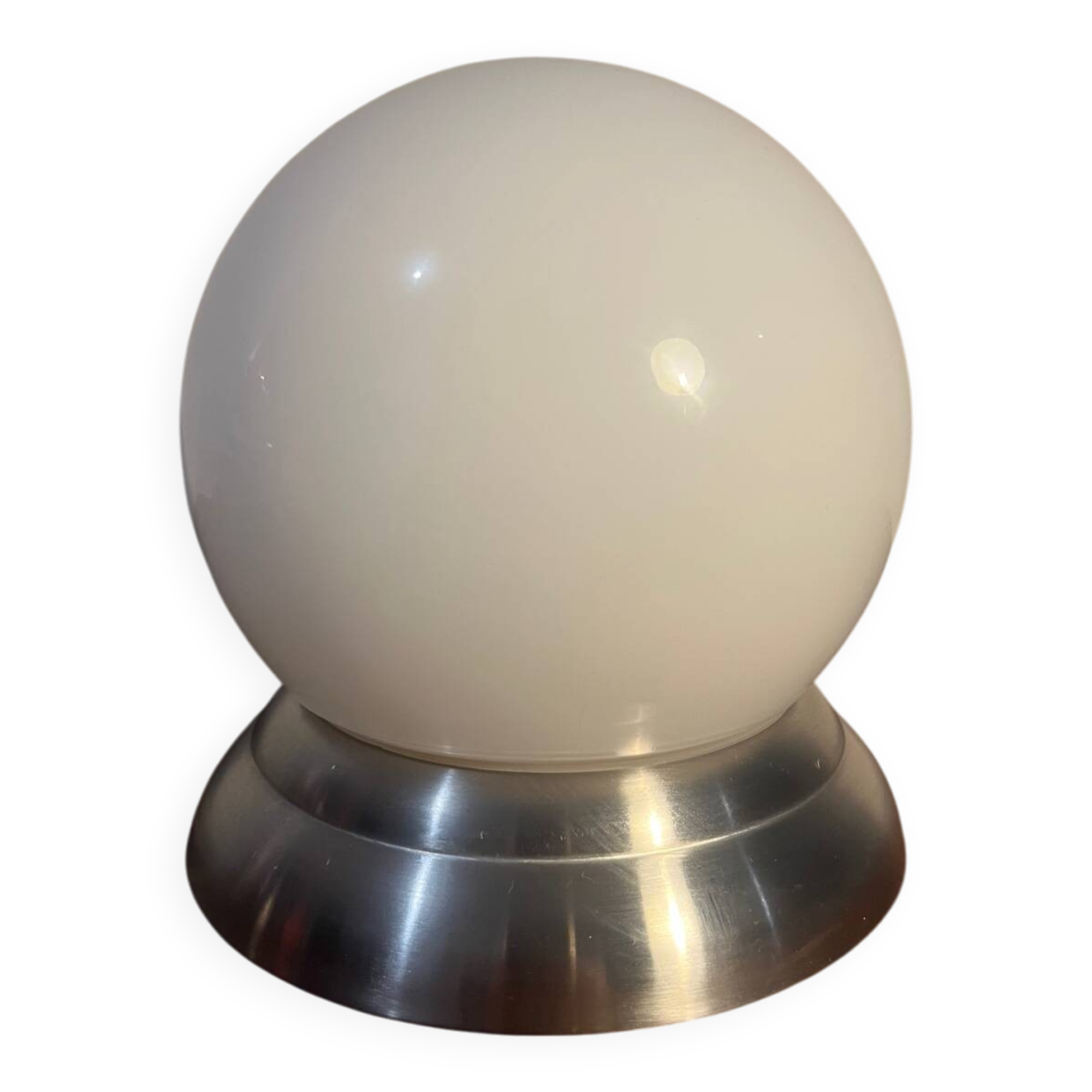 Round opal globe wall light with aluminum fixing