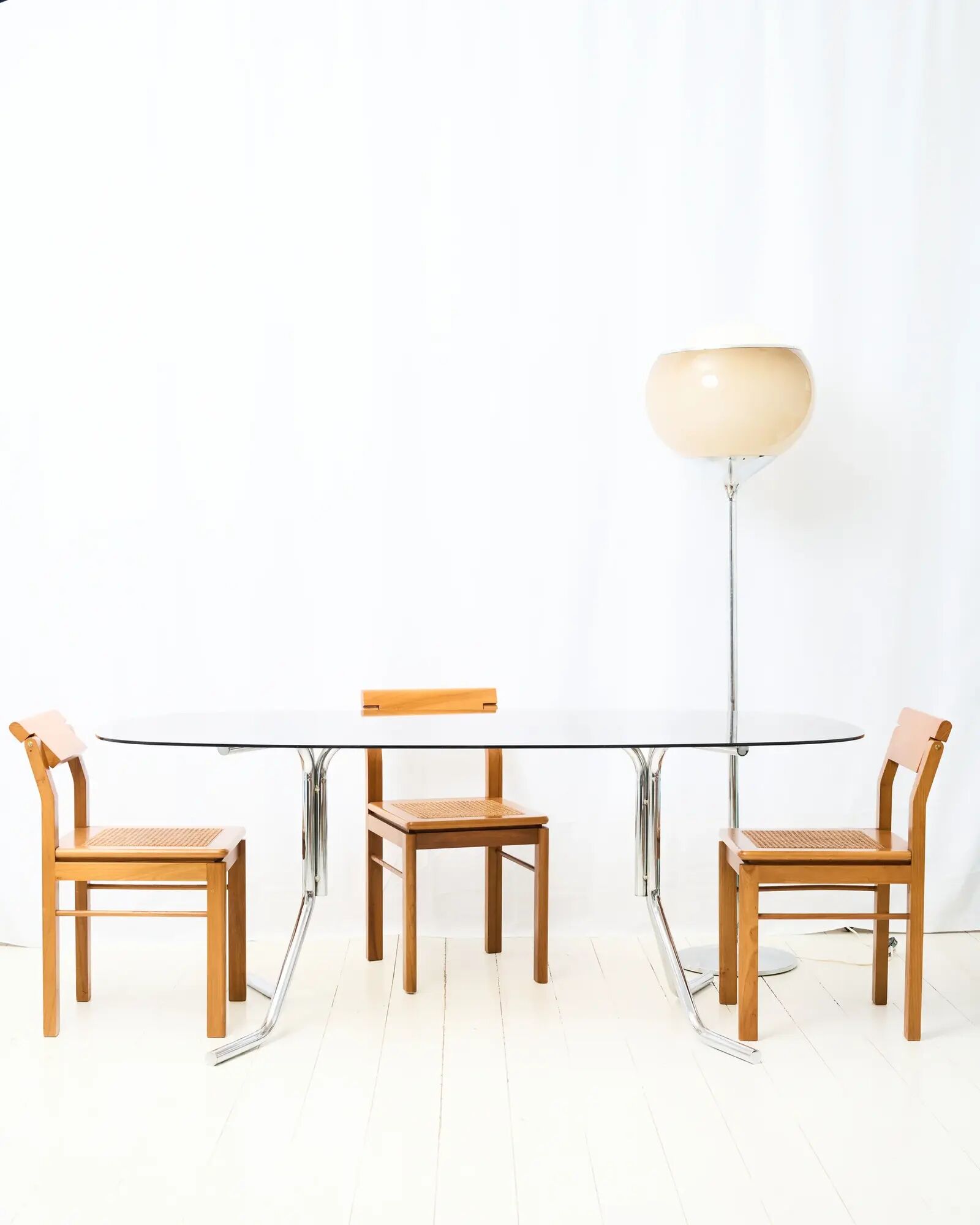 Dining table with tubular chrome base, 1970s