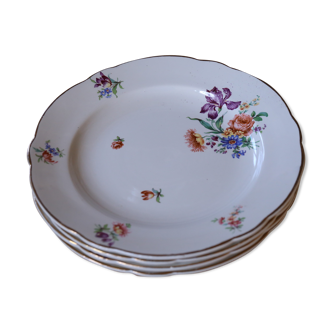 4 flowery plates Digoin & Sarreguemine