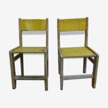Duo de 2 chaises scolaires en bois