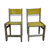 Duo de 2 chaises scolaires en bois