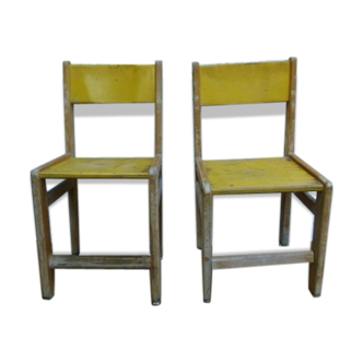 Duo de 2 chaises scolaires en bois