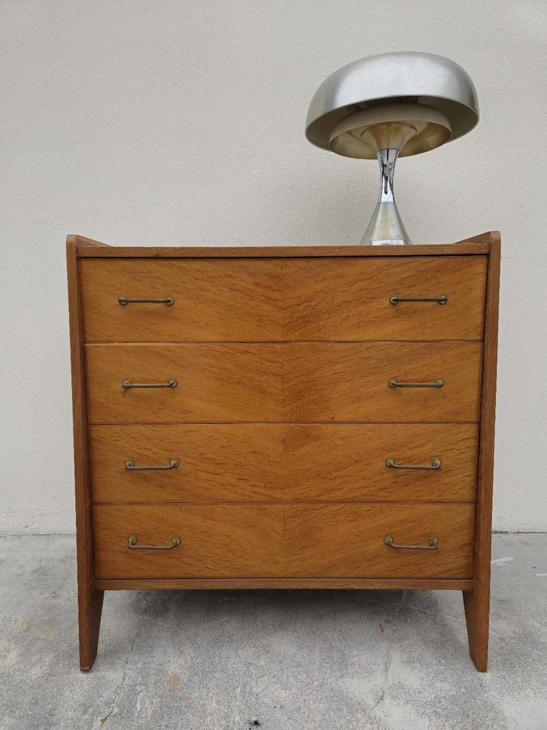 Vintage chest of drawers with compass feet, 1950s, 4 drawers
